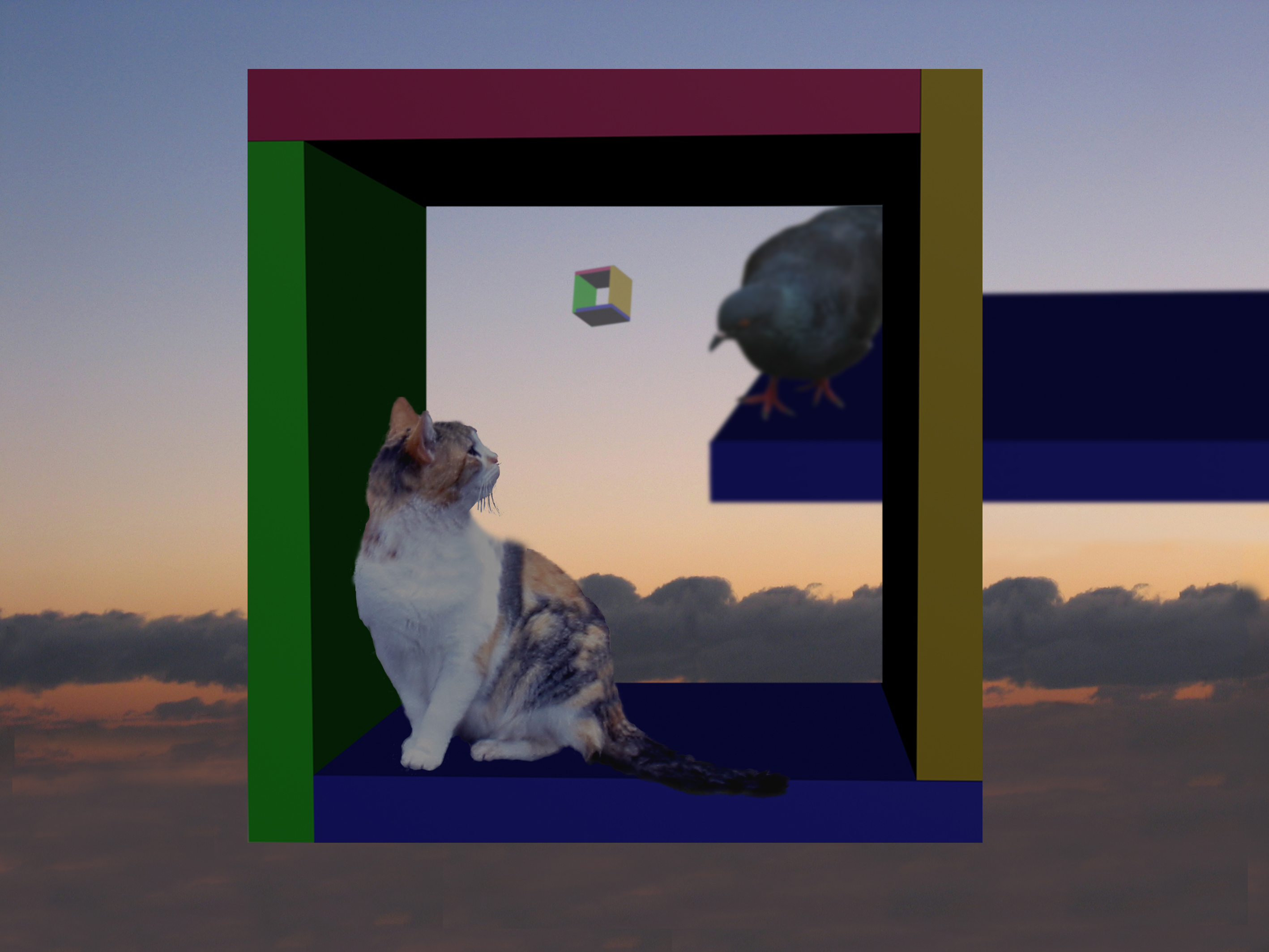 3D Gato y Paloma